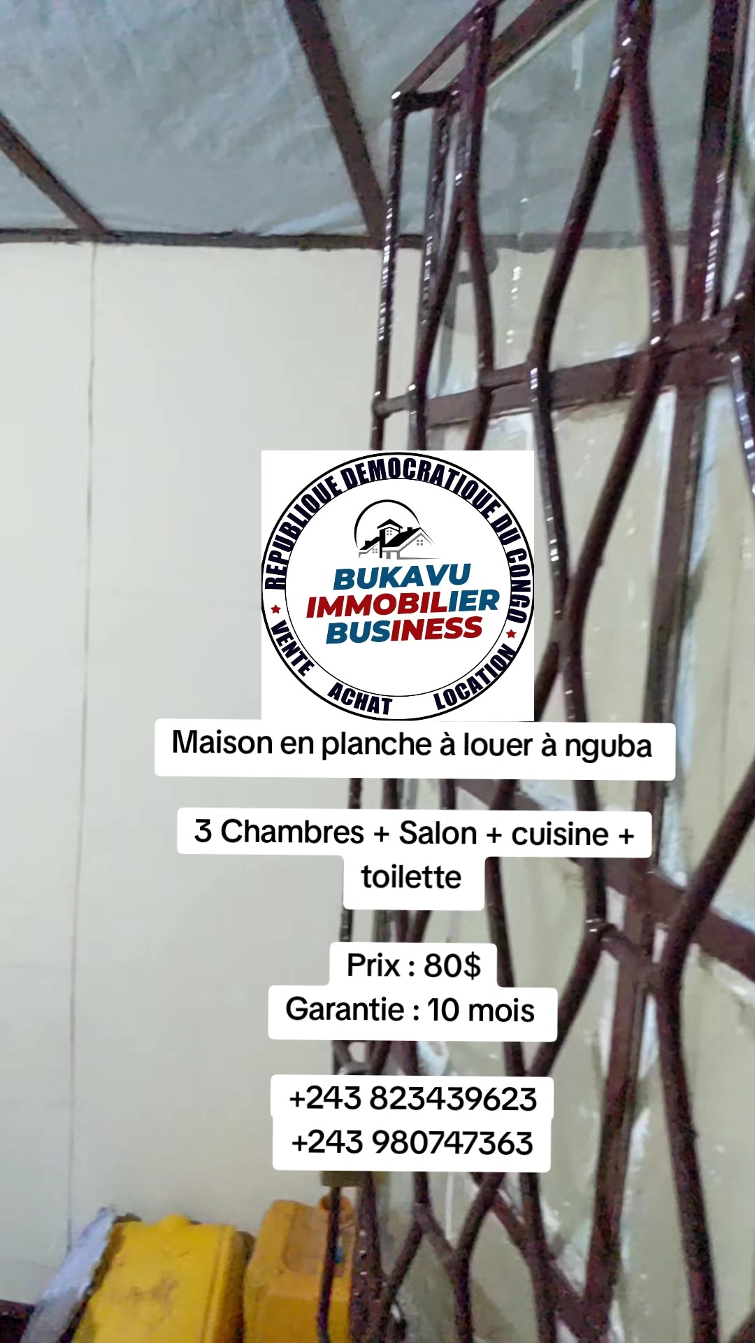 Maison de 3 chambres à louer à Nguba, Ibanda, Bukavu