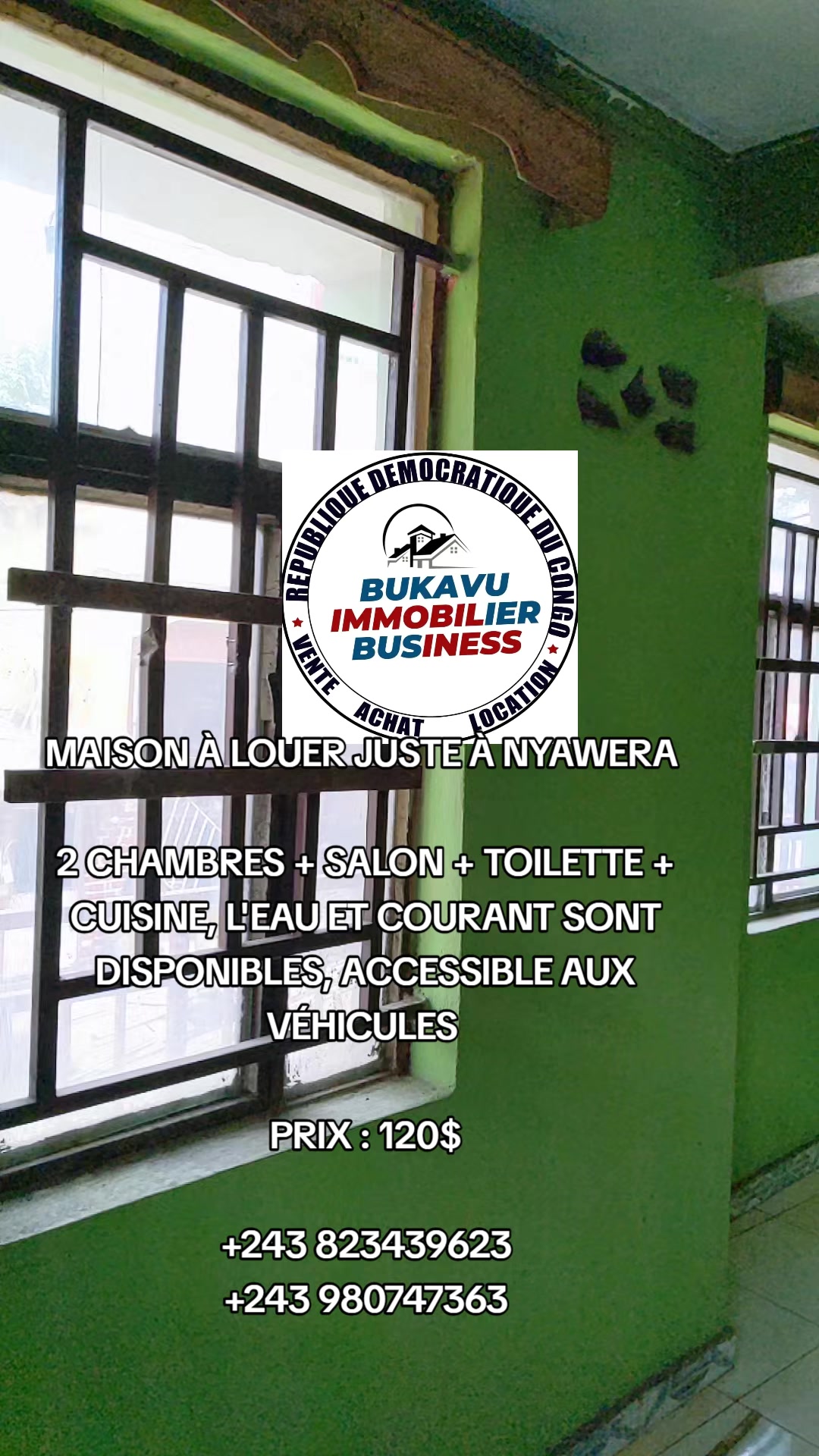 Maison de 2 chambres à louer à Nyawera, Ibanda, Bukavu