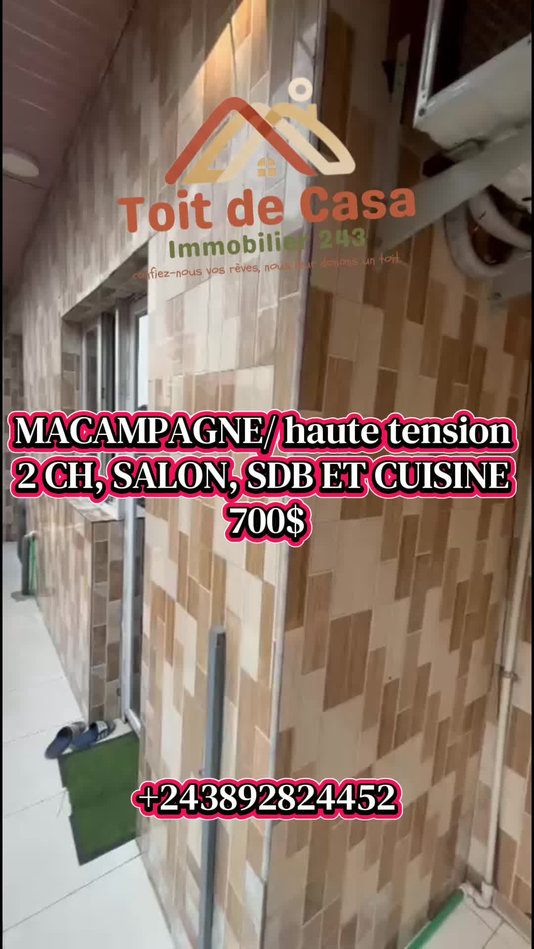 Appartement de 2 chambres à louer à Ma Campagne, Ngaliema