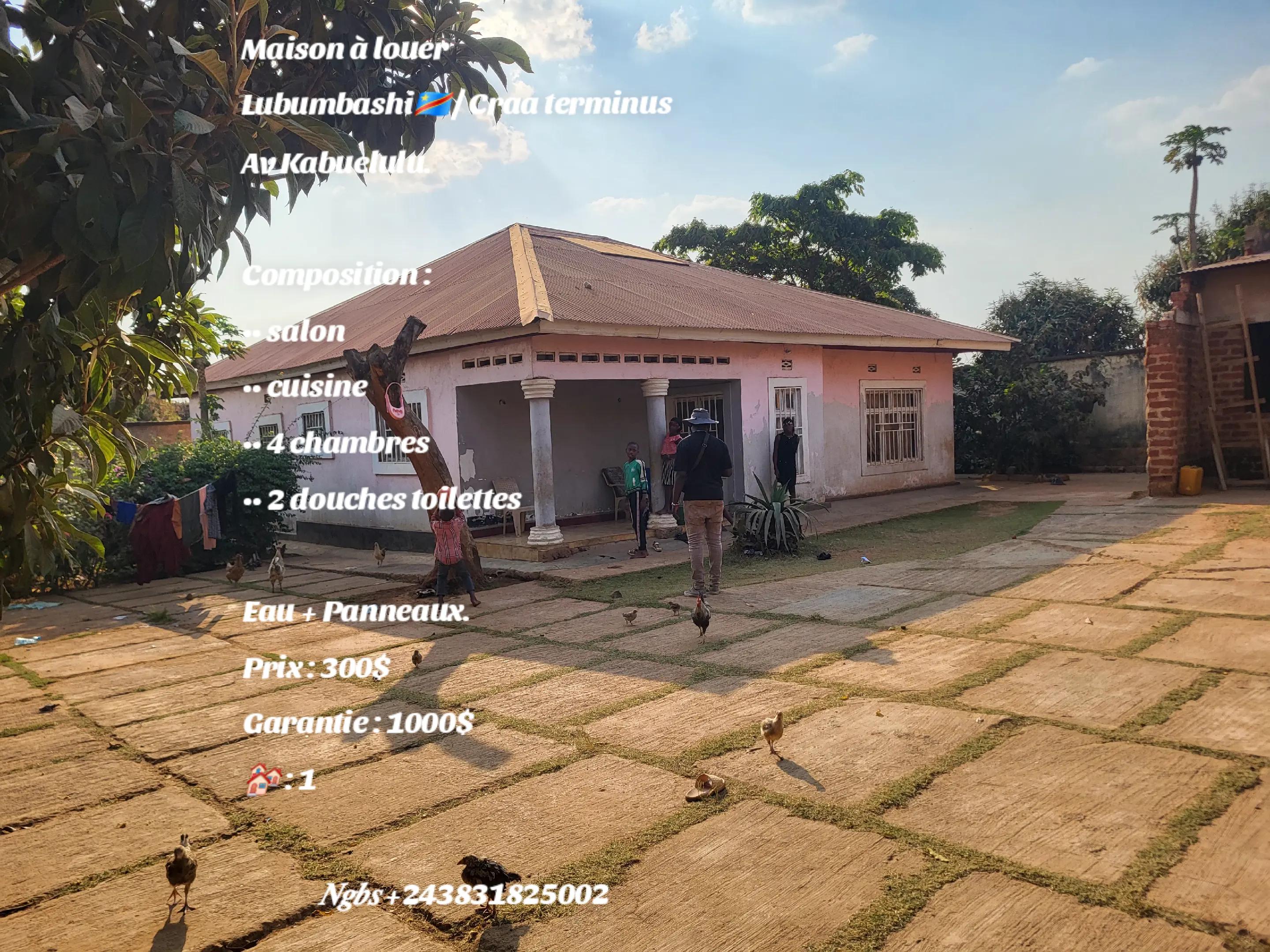 Maison de 4 chambres à louer à CRAA, Lubumbashi