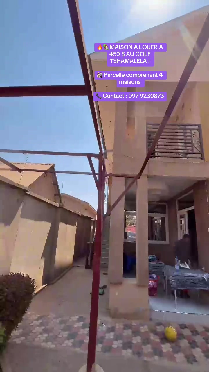 Maison de 2 chambres à louer à Golf Tshamalale, Lubumbashi