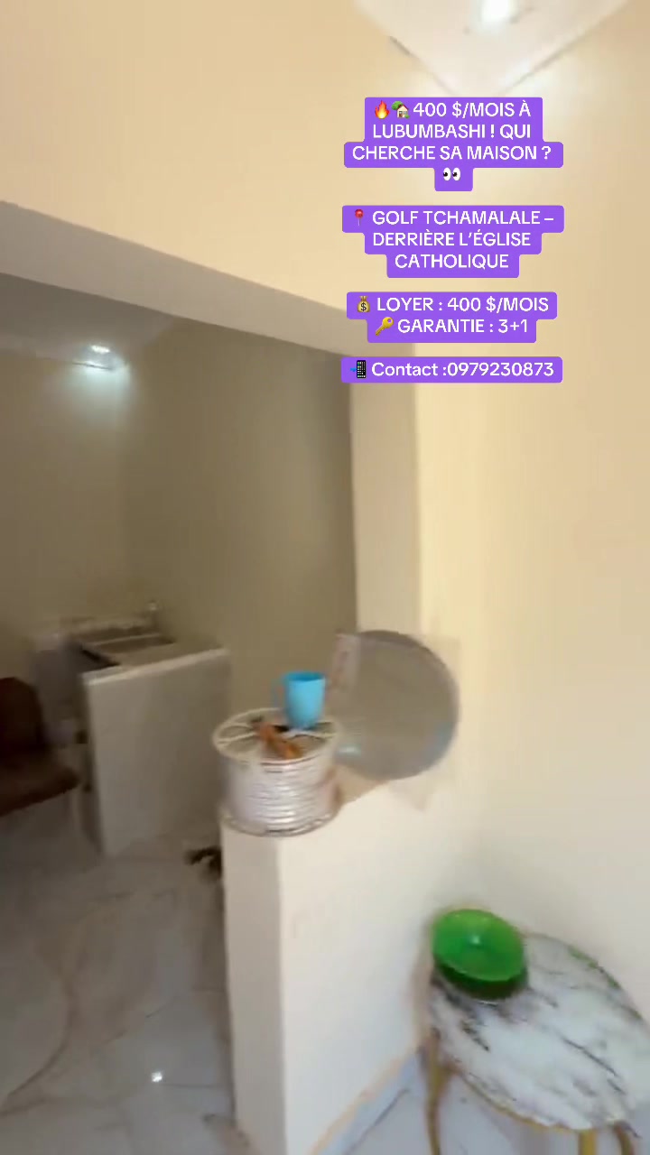 Maison de 2 chambres à louer à Golf Tshamalale, Lubumbashi