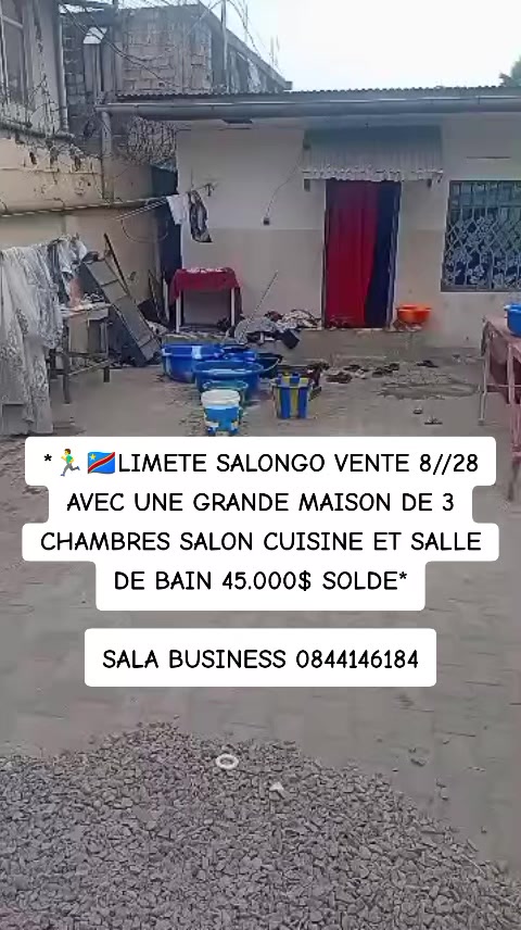 Maison de 3 chambres à vendre à Salongo, Limete