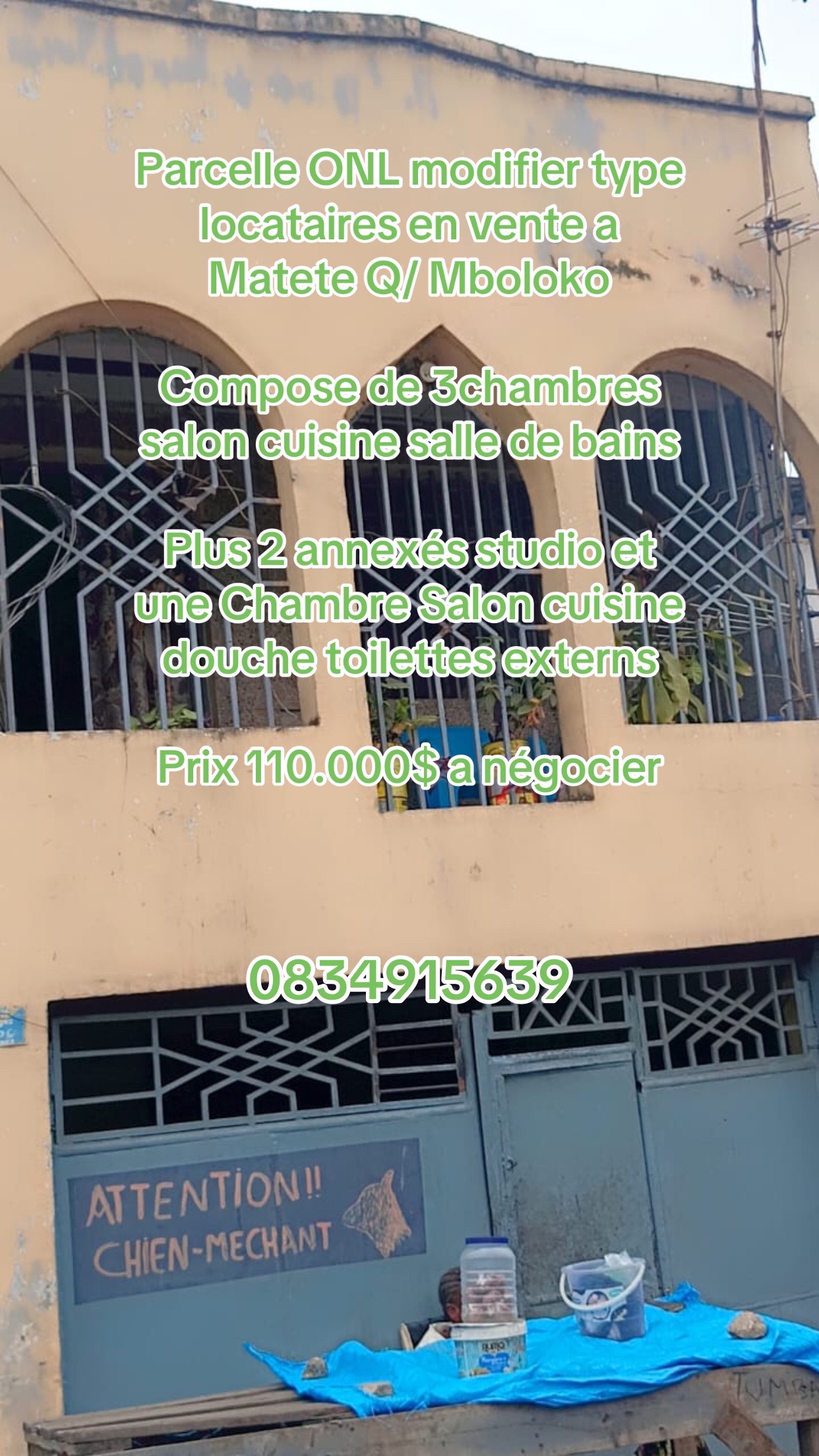 Maison de 3 chambres à vendre à Mboloko, Matete