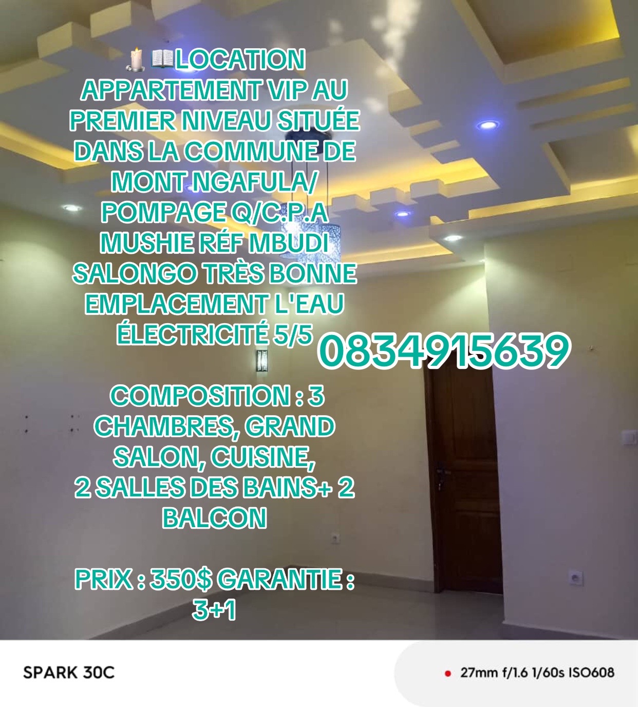 Appartement de 3 chambres à louer à CPA Mushie, Mont Ngafula