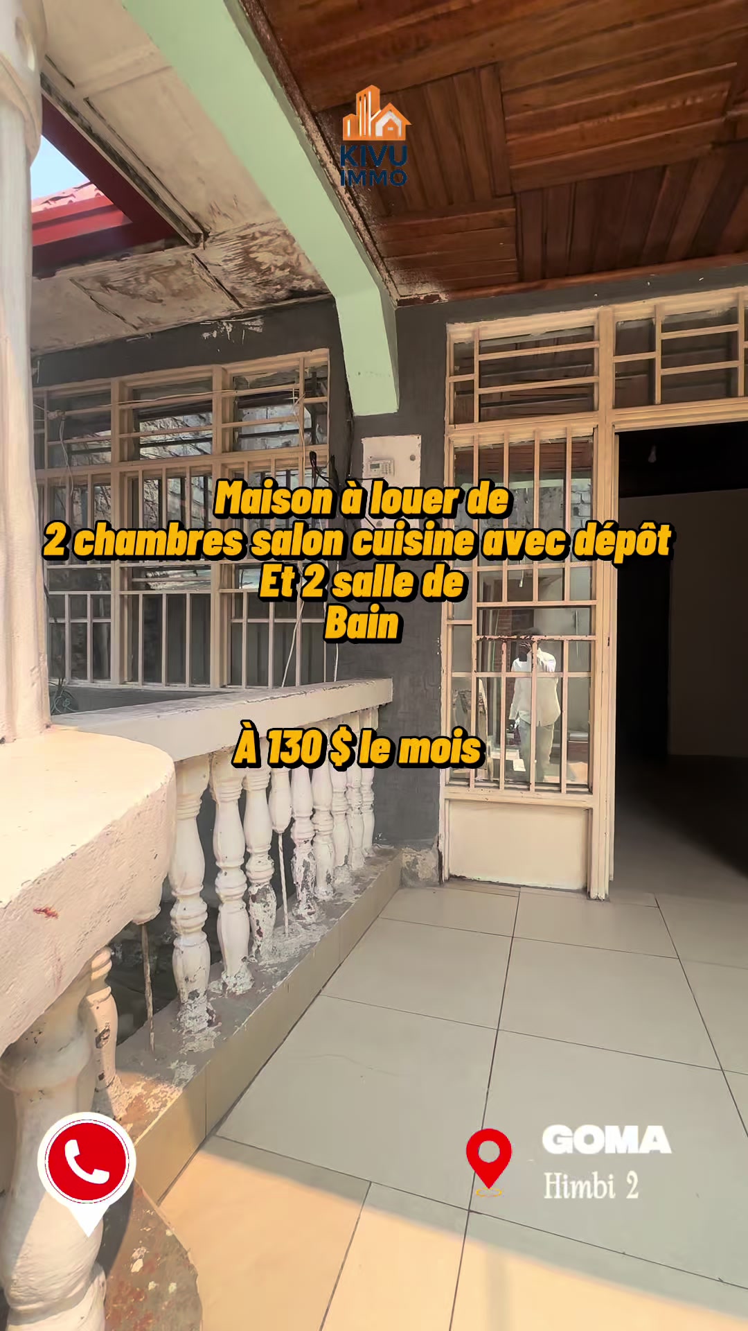Maison de 2 chambres à louer à Himbi 2, Goma