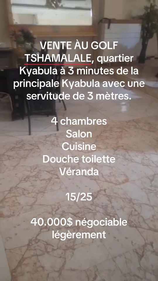 Maison de 4 chambres à vendre à Golf, Lubumbashi