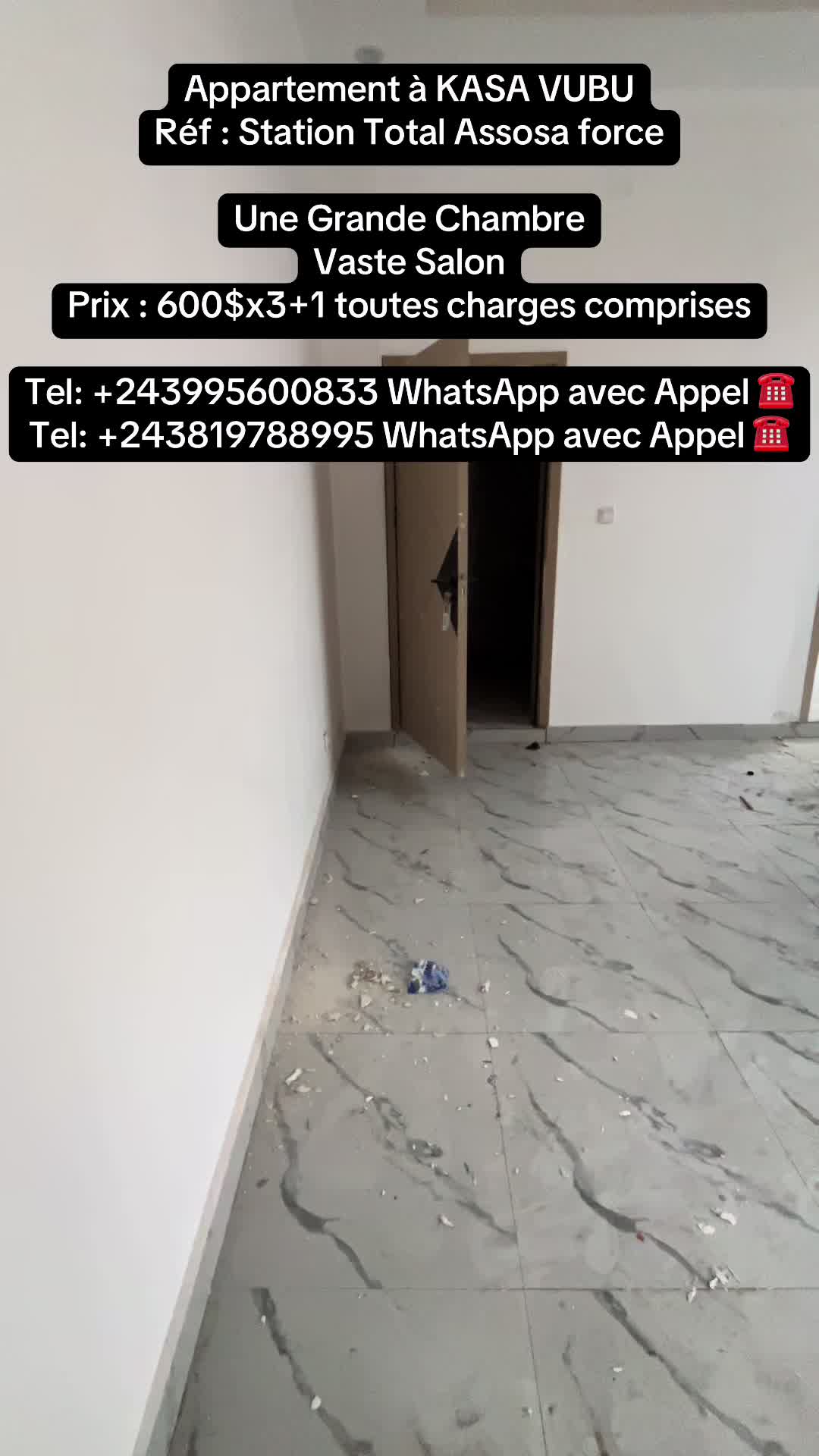 Appartement de 1 chambre à louer à Kasa-Vubu