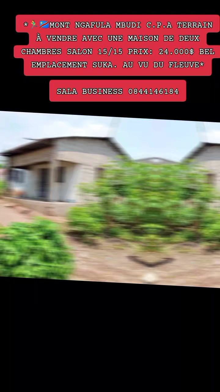 Maison de 2 chambres à vendre à Mbudi, Mont Ngafula