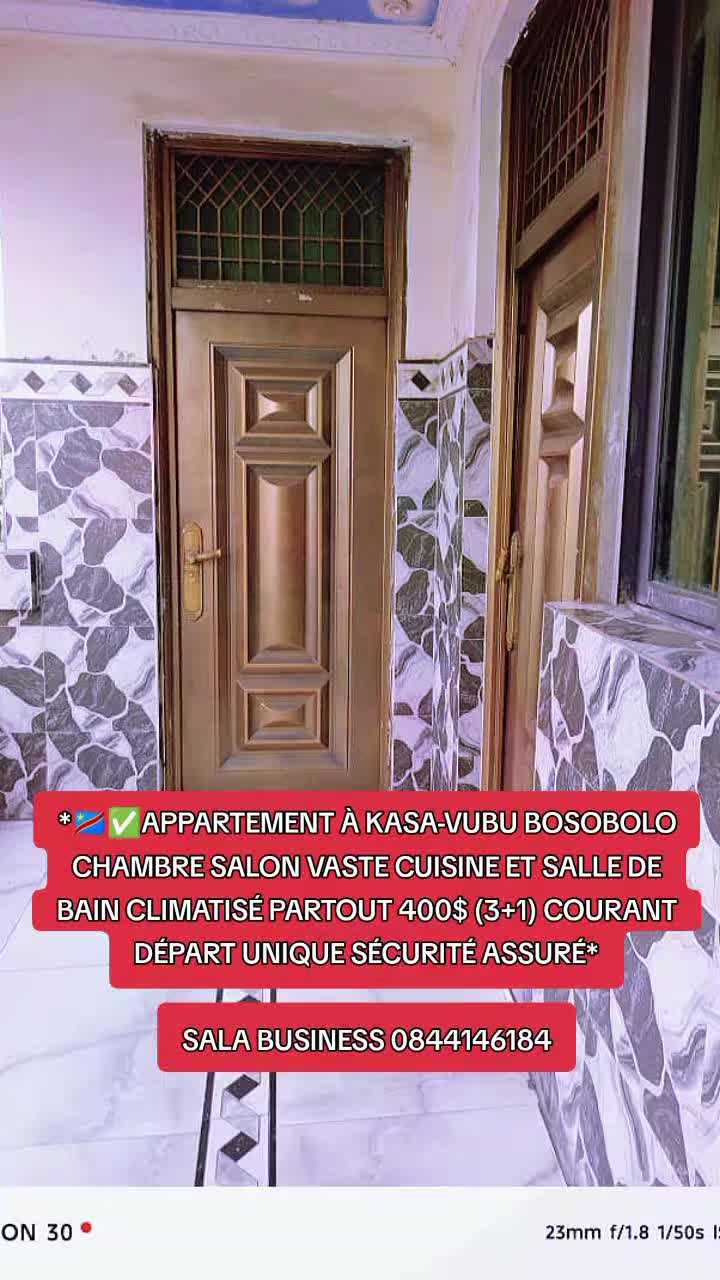Appartement de 1 chambre à louer à Bosobolo, Kasa-Vubu