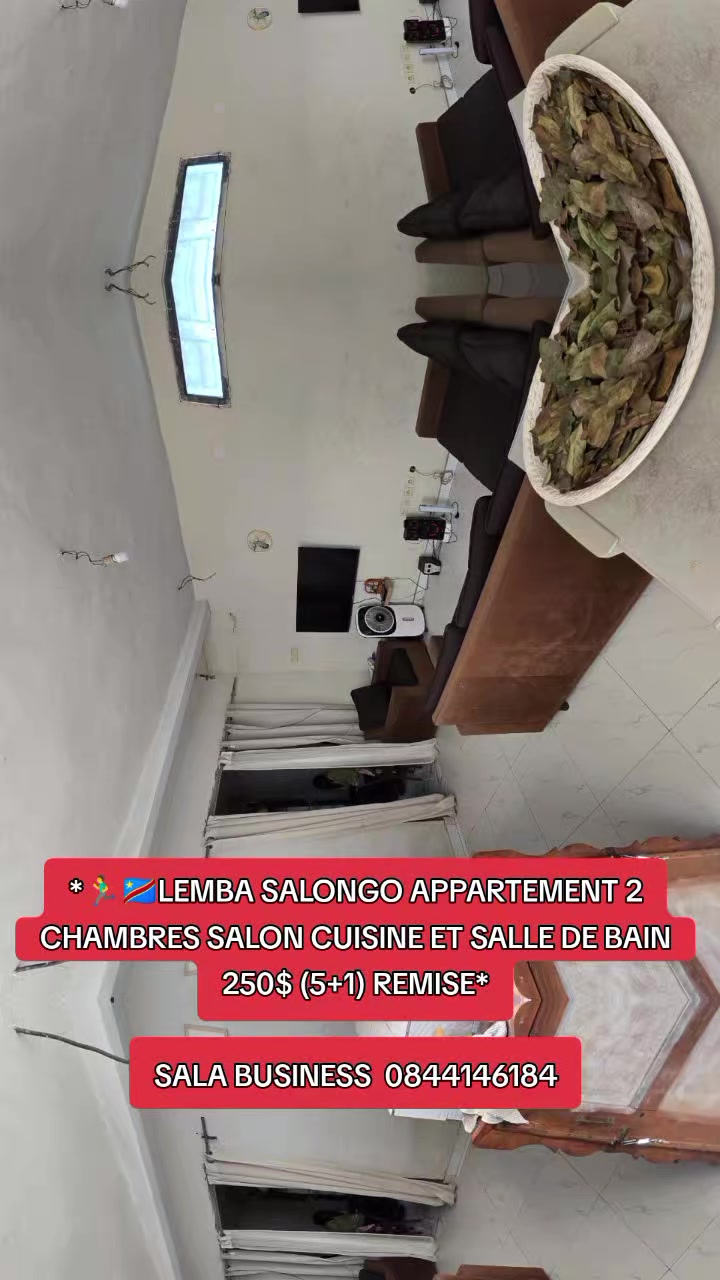 Appartement de 2 chambres à louer à Salongo, Lemba