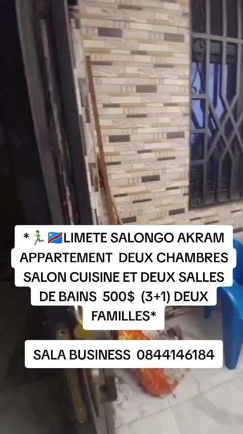 Appartement de 2 chambres à louer à Salongo, Limete