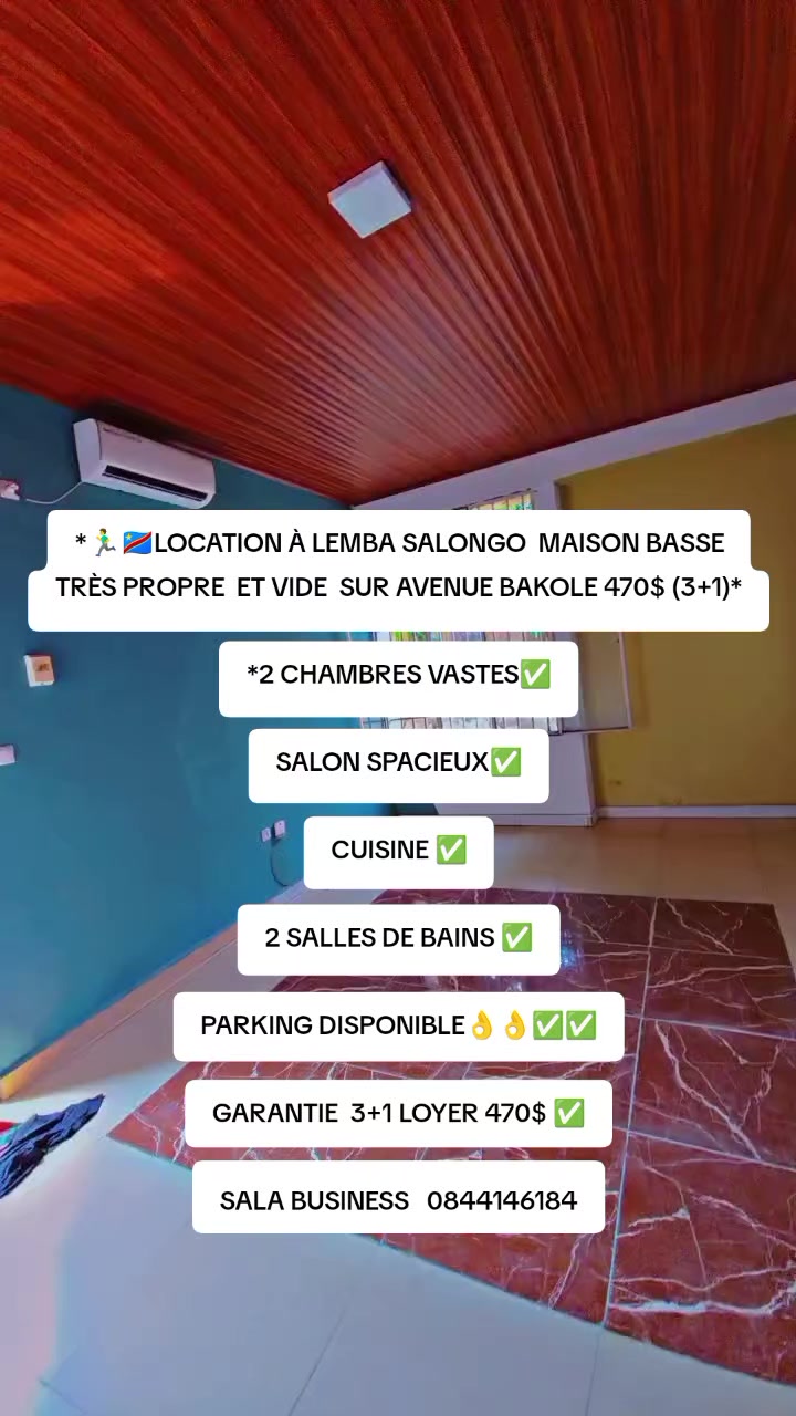 Maison de 2 chambres à louer à Salongo, Lemba