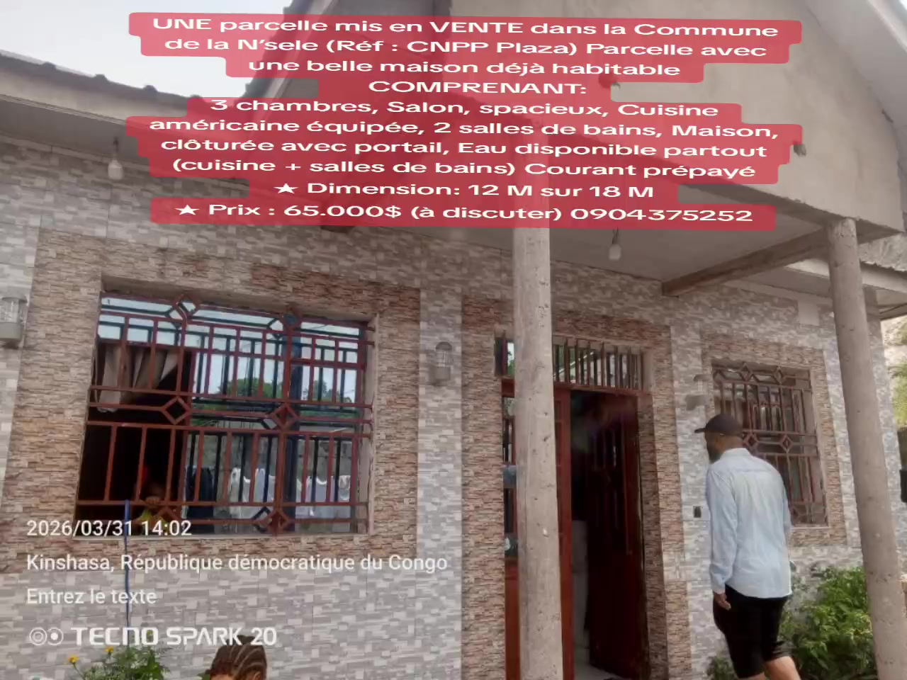 Maison de 3 chambres à vendre à Nsele