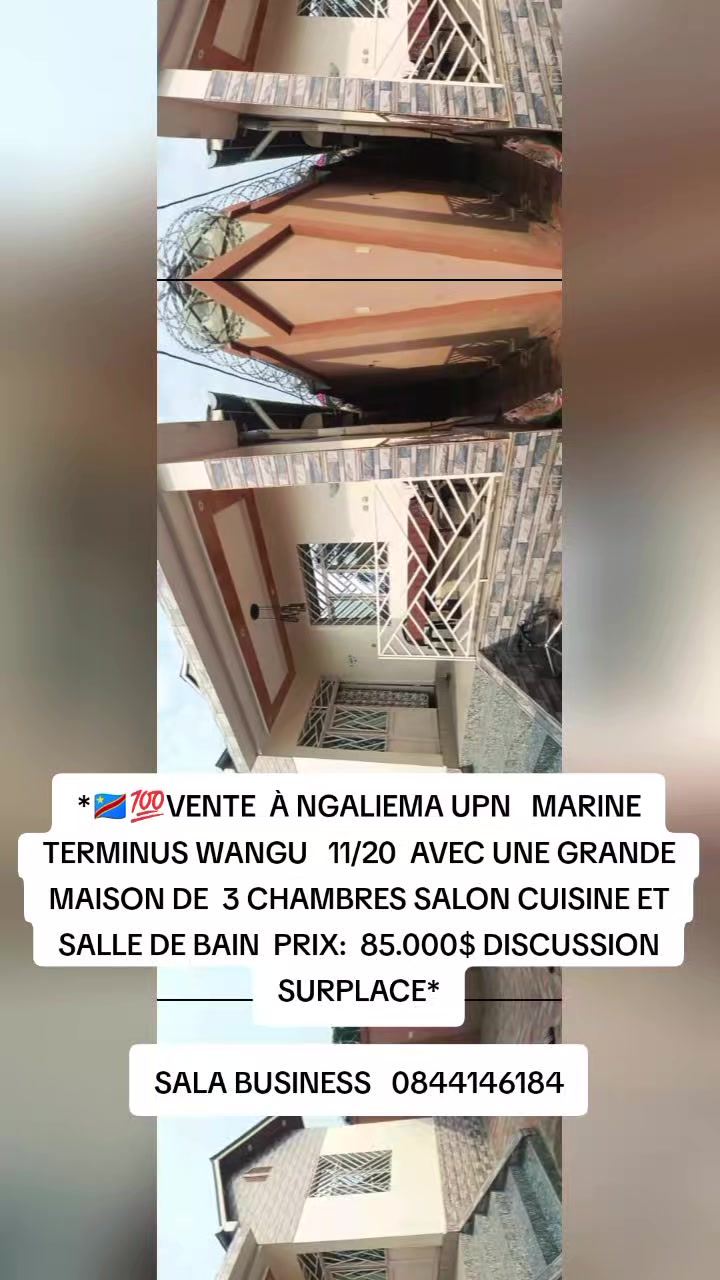 Parcelle avec maison de 3 chambres à vendre à UPN, Ngaliema
