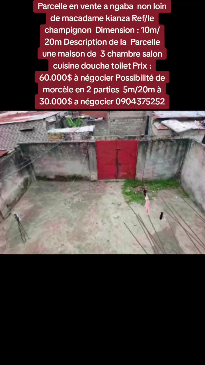 Parcelle avec maison de 3 chambres à vendre à Ngaba