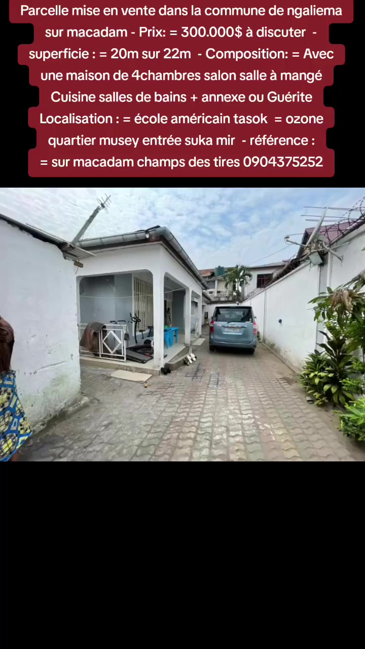 Parcelle avec maison de 4 chambres à vendre à Binza Ozone, Ngaliema